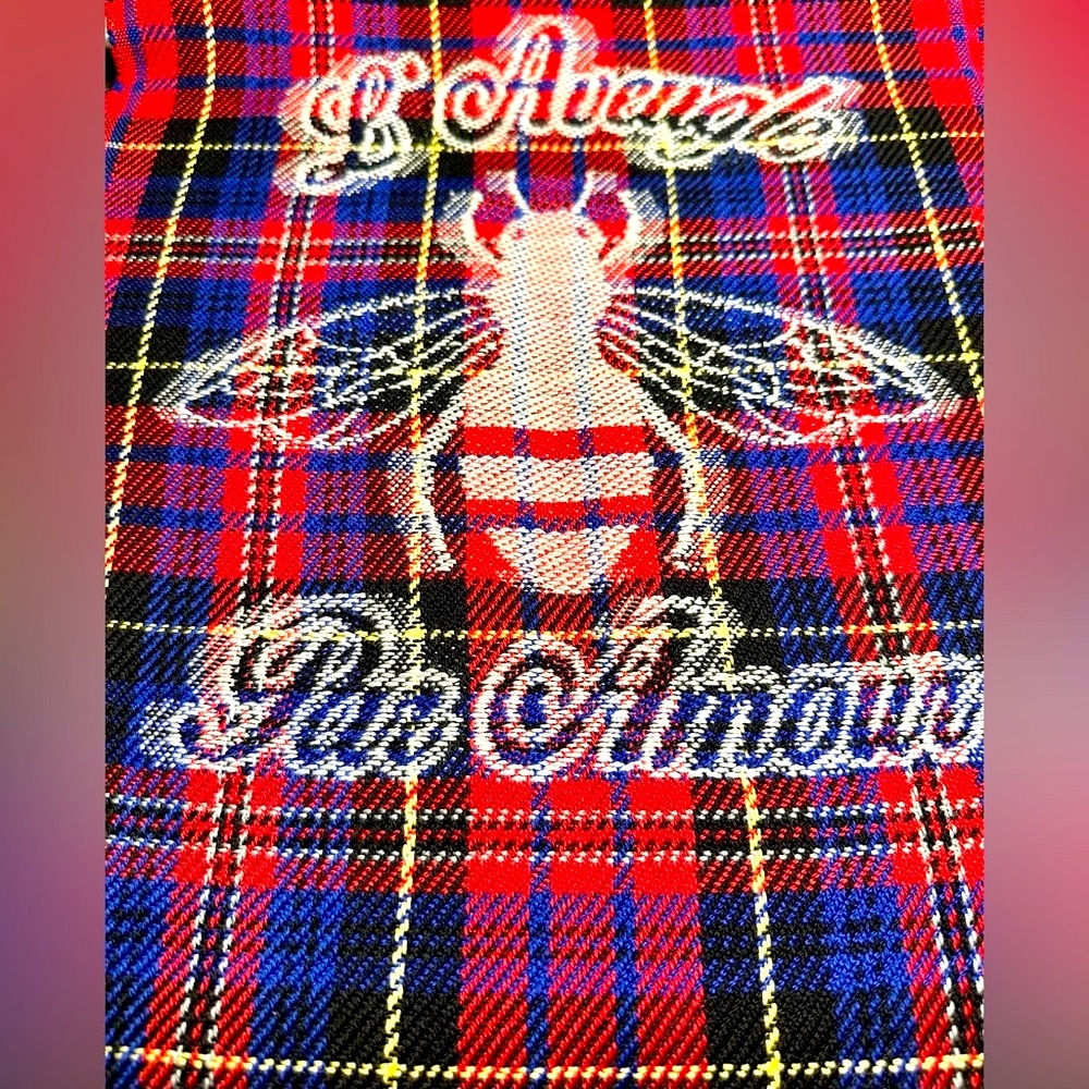 Gucci "L'Aveugle Par Amour" Bee Plaid Wool Scarf 2017